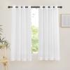imageNICETOWN Sheer Window Curtain Panels  Ivory Eyelet Top Solid Voile for KitchenHotel 2 Pieces 54 Wide x 84inch LengthIvory