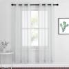 imageNICETOWN Sheer Window Curtain Panels  Ivory Eyelet Top Solid Voile for KitchenHotel 2 Pieces 54 Wide x 84inch LengthLight Gray