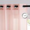 imageNICETOWN Sheer Window Curtain Panels  Ivory Eyelet Top Solid Voile for KitchenHotel 2 Pieces 54 Wide x 84inch LengthLight Pink