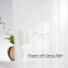imageNICETOWN Sheer Window Curtain Panels  Ivory Eyelet Top Solid Voile for KitchenHotel 2 Pieces 54 Wide x 84inch LengthNatural