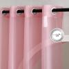 imageNICETOWN Sheer Window Curtain Panels  Ivory Eyelet Top Solid Voile for KitchenHotel 2 Pieces 54 Wide x 84inch LengthPink