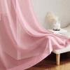 imageNICETOWN Sheer Window Curtain Panels  Ivory Eyelet Top Solid Voile for KitchenHotel 2 Pieces 54 Wide x 84inch LengthPink