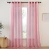 imageNICETOWN Sheer Window Curtain Panels  Ivory Eyelet Top Solid Voile for KitchenHotel 2 Pieces 54 Wide x 84inch LengthPink