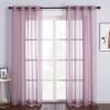 imageNICETOWN Sheer Window Curtain Panels  Ivory Eyelet Top Solid Voile for KitchenHotel 2 Pieces 54 Wide x 84inch LengthPurple