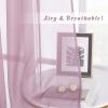 imageNICETOWN Sheer Window Curtain Panels  Ivory Eyelet Top Solid Voile for KitchenHotel 2 Pieces 54 Wide x 84inch LengthPurple