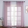 imageNICETOWN Sheer Window Curtain Panels  Ivory Eyelet Top Solid Voile for KitchenHotel 2 Pieces 54 Wide x 84inch LengthPurple