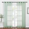 imageNICETOWN Sheer Window Curtain Panels  Ivory Eyelet Top Solid Voile for KitchenHotel 2 Pieces 54 Wide x 84inch LengthSage Green