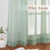 imageNICETOWN Sheer Window Curtain Panels  Ivory Eyelet Top Solid Voile for KitchenHotel 2 Pieces 54 Wide x 84inch LengthSage Green