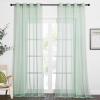 imageNICETOWN Sheer Window Curtain Panels  Ivory Eyelet Top Solid Voile for KitchenHotel 2 Pieces 54 Wide x 84inch LengthSage Green
