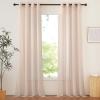 imageNICETOWN Sheer Window Curtain Panels  Ivory Eyelet Top Solid Voile for KitchenHotel 2 Pieces 54 Wide x 84inch LengthTaupe