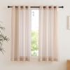 imageNICETOWN Sheer Window Curtain Panels  Ivory Eyelet Top Solid Voile for KitchenHotel 2 Pieces 54 Wide x 84inch LengthTaupe