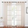 imageNICETOWN Sheer Window Curtain Panels  Ivory Eyelet Top Solid Voile for KitchenHotel 2 Pieces 54 Wide x 84inch LengthTaupe