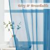 imageNICETOWN Sheer Window Curtain Panels  Ivory Eyelet Top Solid Voile for KitchenHotel 2 Pieces 54 Wide x 84inch LengthTurquoise