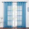 imageNICETOWN Sheer Window Curtain Panels  Ivory Eyelet Top Solid Voile for KitchenHotel 2 Pieces 54 Wide x 84inch LengthTurquoise