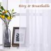 imageNICETOWN Sheer Window Curtain Panels  Ivory Eyelet Top Solid Voile for KitchenHotel 2 Pieces 54 Wide x 84inch LengthWhite