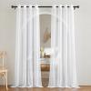 imageNICETOWN Sheer Window Curtain Panels  Ivory Eyelet Top Solid Voile for KitchenHotel 2 Pieces 54 Wide x 84inch LengthWhite