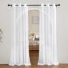 imageNICETOWN Sheer Window Curtain Panels  Ivory Eyelet Top Solid Voile for KitchenHotel 2 Pieces 54 Wide x 84inch LengthWhite