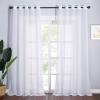 imageNICETOWN Sheer Window Curtain Panels  Ivory Eyelet Top Solid Voile for KitchenHotel 2 Pieces 54 Wide x 84inch LengthWhite