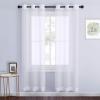 imageNICETOWN Sheer Window Curtain Panels  Ivory Eyelet Top Solid Voile for KitchenHotel 2 Pieces 54 Wide x 84inch LengthWhite