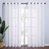 imageNICETOWN Sheer Window Curtain Panels  Ivory Eyelet Top Solid Voile for KitchenHotel 2 Pieces 54 Wide x 84inch LengthWhite
