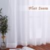 imageNICETOWN Sheer Window Curtain Panels  Ivory Eyelet Top Solid Voile for KitchenHotel 2 Pieces 54 Wide x 84inch LengthWhite