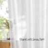 imageNICETOWN Sheer Window Curtain Panels  Ivory Eyelet Top Solid Voile for KitchenHotel 2 Pieces 54 Wide x 84inch LengthWhite
