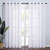 imageNICETOWN Sheer Window Curtain Panels  Ivory Eyelet Top Solid Voile for KitchenHotel 2 Pieces 54 Wide x 84inch LengthWhite