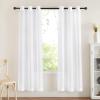imageNICETOWN Sheer Window Curtain Panels  Ivory Eyelet Top Solid Voile for KitchenHotel 2 Pieces 54 Wide x 84inch LengthWhite