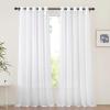imageNICETOWN Sheer Window Curtain Panels  Ivory Eyelet Top Solid Voile for KitchenHotel 2 Pieces 54 Wide x 84inch LengthWhite