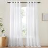 imageNICETOWN Sheer Window Curtain Panels  Ivory Eyelet Top Solid Voile for KitchenHotel 2 Pieces 54 Wide x 84inch LengthWhite