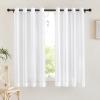 imageNICETOWN Sheer Window Curtain Panels  Ivory Eyelet Top Solid Voile for KitchenHotel 2 Pieces 54 Wide x 84inch LengthWhite