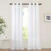 imageNICETOWN Sheer Window Curtain Panels  Ivory Eyelet Top Solid Voile for KitchenHotel 2 Pieces 54 Wide x 84inch LengthWhite