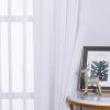 imageNICETOWN Sheer Window Curtain Panels  Ivory Eyelet Top Solid Voile for KitchenHotel 2 Pieces 54 Wide x 84inch LengthWhite