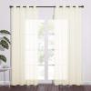 imageNICETOWN Sheer Window Curtain Panels  Ivory Eyelet Top Solid Voile for KitchenHotel 2 Pieces 54 Wide x 84inch LengthYellow Beige