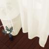 imageNICETOWN Sheer Window Curtain Panels  Ivory Eyelet Top Solid Voile for KitchenHotel 2 Pieces 54 Wide x 84inch LengthYellow Beige