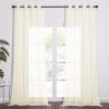 imageNICETOWN Sheer Window Curtain Panels  Ivory Eyelet Top Solid Voile for KitchenHotel 2 Pieces 54 Wide x 84inch LengthYellow Beige
