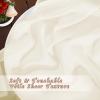 imageNICETOWN Sheer Window Curtain Panels  Ivory Eyelet Top Solid Voile for KitchenHotel 2 Pieces 54 Wide x 84inch LengthYellow Beige