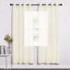 imageNICETOWN Sheer Window Curtain Panels  Ivory Eyelet Top Solid Voile for KitchenHotel 2 Pieces 54 Wide x 84inch LengthYellow Beige