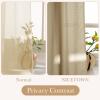 imageNICETOWN Short Sheer Curtains 36 inches Long Privacy Non See Through Drapes for Kitchen 2 Panels Light Filtering Grommet Top Semi Sheer Curtains for Bathroom Office 52 W x 63 L WhiteKhaki