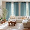 imageNICETOWN Short Sheer Curtains 36 inches Long Privacy Non See Through Drapes for Kitchen 2 Panels Light Filtering Grommet Top Semi Sheer Curtains for Bathroom Office 52 W x 63 L WhiteTurquoise