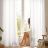 imageNICETOWN Short Sheer Curtains 36 inches Long Privacy Non See Through Drapes for Kitchen 2 Panels Light Filtering Grommet Top Semi Sheer Curtains for Bathroom Office 52 W x 63 L WhiteWhite