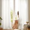 imageNICETOWN Short Sheer Curtains 36 inches Long Privacy Non See Through Drapes for Kitchen 2 Panels Light Filtering Grommet Top Semi Sheer Curtains for Bathroom Office 52 W x 63 L WhiteIvory White