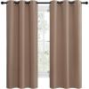 imageNICETOWN Short Window Treatment Thermal Insulated Solid Grommet Blackout CurtainsDrapes for Bedroom Samll Window Set of 2 42 by 68 Inch Cappuccino