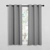 imageNICETOWN Bedroom Curtains Blackout Drapery Panels Three Pass Microfiber Thermal Insulated Solid Ring Top Blackout Window CurtainsDrapes Two Panels 34 x 54 inches Silver Grey