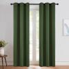 imageNICETOWN Dark Green Blackout Cafe Satin Curtains for Small Windows 42 Wide by 84 Long 2 Panels Grommet Noise Reducing Faux Silk Blackout Drapes for Dining Room
