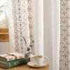 imageNICETOWN Heavy Duty Cream Linen Curtains 96 inch Long Navy Blue Geometric amp Floral Patterned Embroidered Drapes for Living Room Decorative Panels for Nursery Bronze Grommet W52 x L96 Set of 2Cream With Light Sand Embroidery