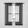 imageNICETOWN Sheer Window Curtain Panels  Ivory Eyelet Top Solid Voile for KitchenHotel 2 Pieces 54 Wide x 84inch LengthBlack