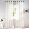 imageNICETOWN Sheer Window Curtain Panels  Ivory Eyelet Top Solid Voile for KitchenHotel 2 Pieces 54 Wide x 84inch LengthNatural