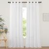 imageNICETOWN Sheer Window Curtain Panels  Ivory Eyelet Top Solid Voile for KitchenHotel 2 Pieces 54 Wide x 84inch LengthOff White