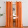 imageNICETOWN Sheer Window Curtain Panels  Ivory Eyelet Top Solid Voile for KitchenHotel 2 Pieces 54 Wide x 84inch LengthOrange